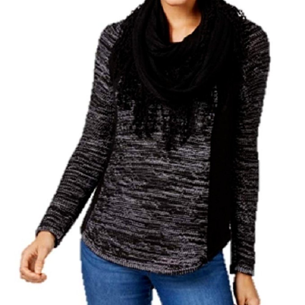 Style & Co Removable-Scarf Sweater, Size Medium, Retail $69.50